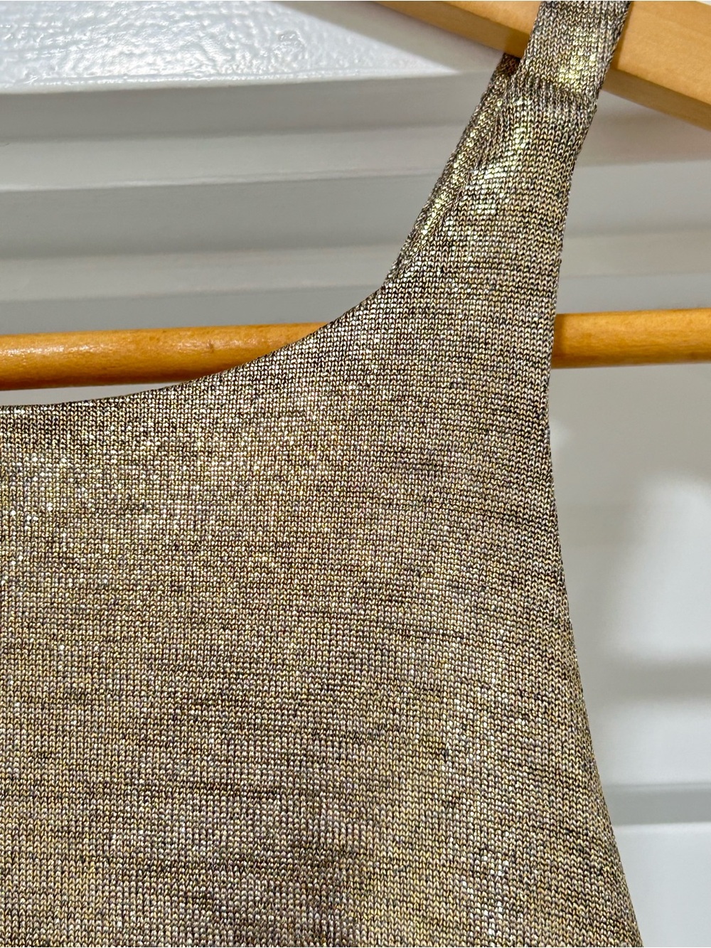 White House Black Market Metallic Gold Halter Dress - Picture 4 of 11